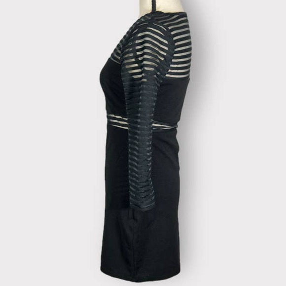 Lulu's Perfect Mesh Bodycon Mini Dress Women's Small Black 3/4 Sleeves NWT - Picture 4 of 11